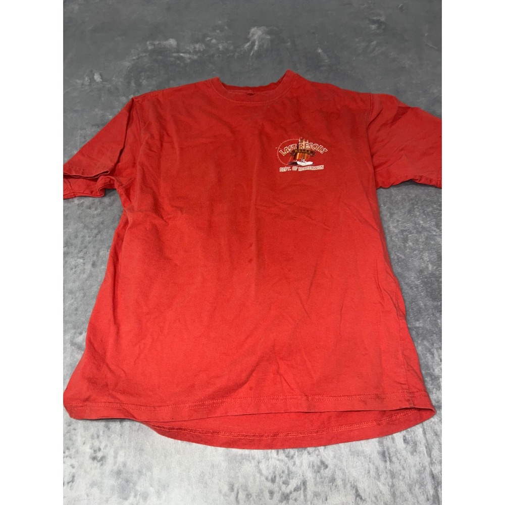 Newport Blue Mens Red Last Resort Graphic T-Shirt Dept of Recreation Size M